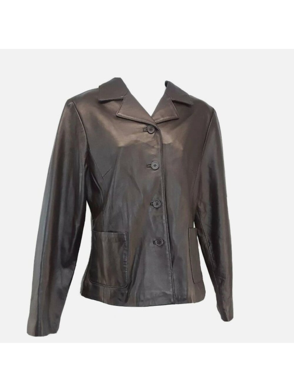 Croft & Barrow Dark Brown Lambskin Leather Jacket Womens Medium Blazer Coat